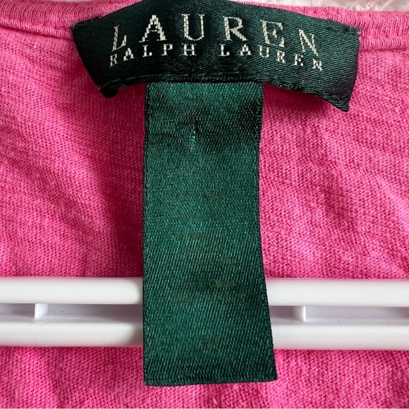 Lauren Ralph Lauren Pink Jersey Pajama Set - Lace Trim LRL Monogram Size - Picture 4 of 12